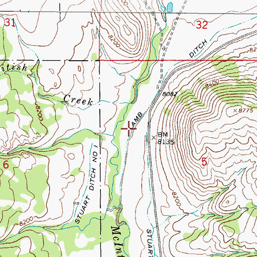 Topographic Map of Lamb Ditch, CO