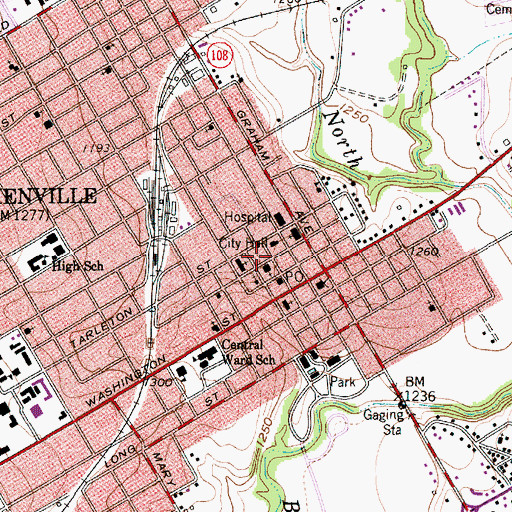 Topographic Map of First Baptist Church, TX