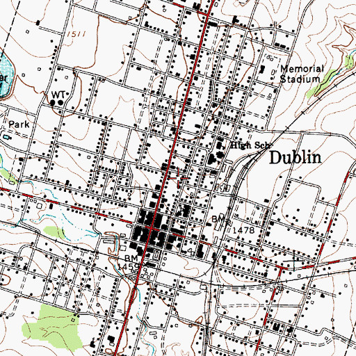 Topographic Map of Saint Marys Catholic Church, TX