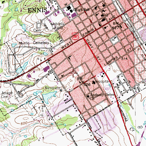 Topographic Map of Independent Baptist Church, TX