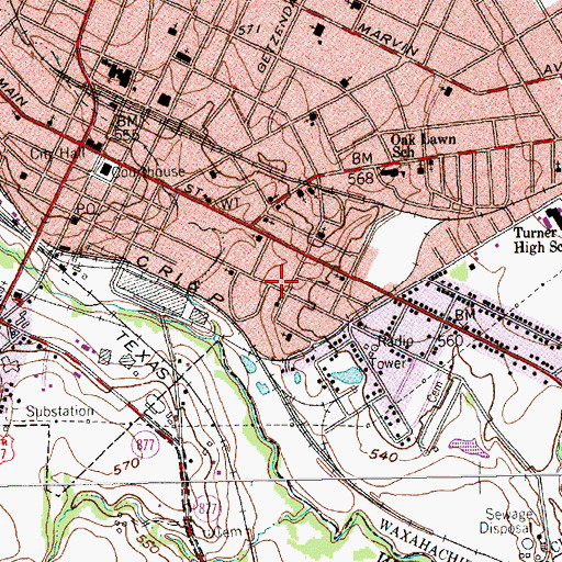 Topographic Map of Mount Lebanon Primitive Baptist Church, TX