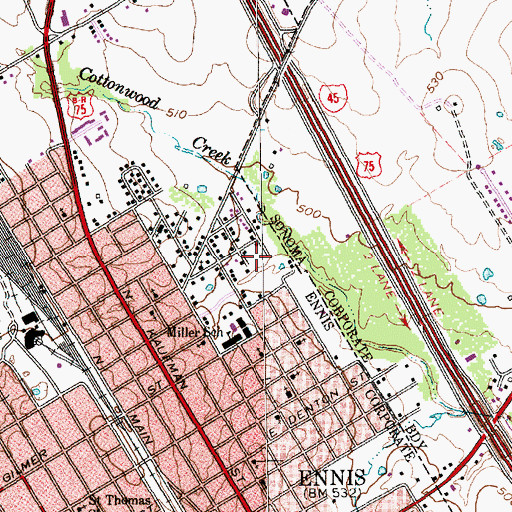 Topographic Map of Mount Olive Baptist Church, TX