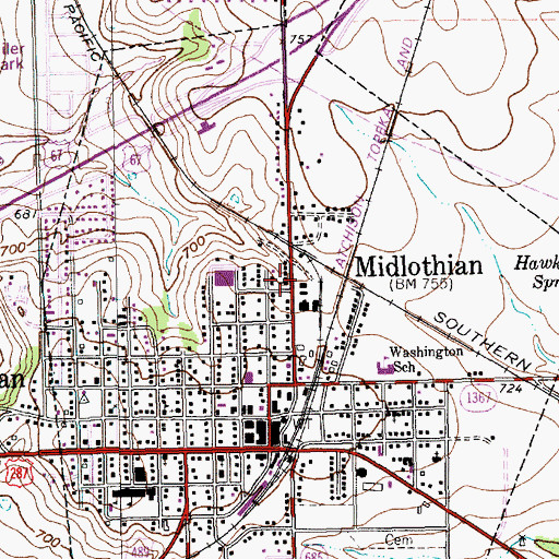 Topographic Map of Mount Pleasant Baptist Church, TX