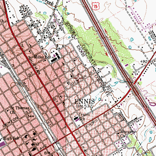 Topographic Map of New Hope Baptist Church, TX