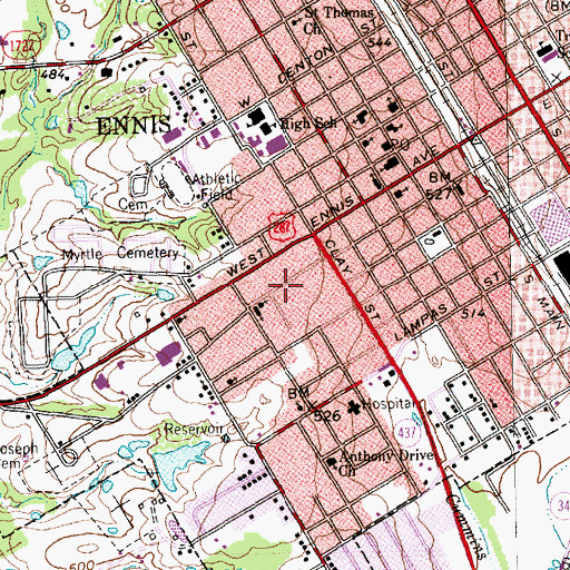 Topographic Map of Saint Paul Missionary Baptist Church, TX
