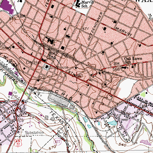 Topographic Map of Samaria Baptist Church, TX