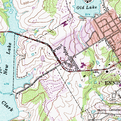 Topographic Map of Tabernacle Baptist Church, TX
