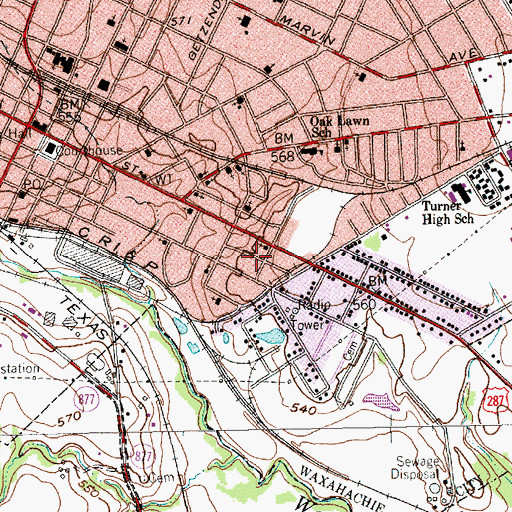 Topographic Map of Zion Hill Baptist Church, TX