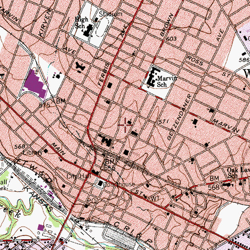Topographic Map of Church of Christ, TX