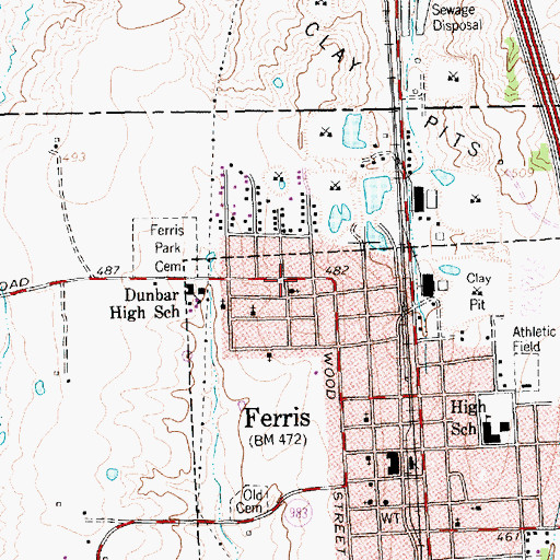 Topographic Map of Ferris Street Church of Christ, TX