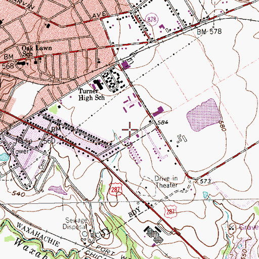 Topographic Map of Graham Street Church of Christ, TX