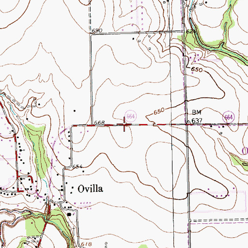 Topographic Map of Ovilla Church of Christ, TX