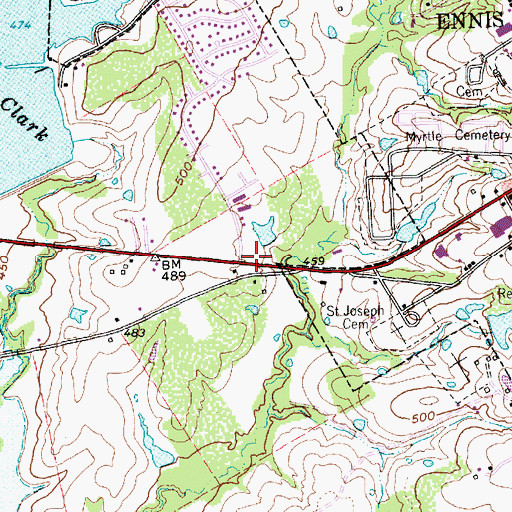 Topographic Map of Church of God, TX