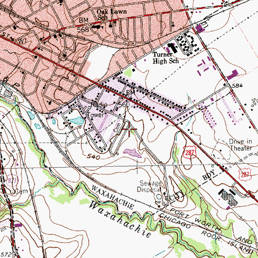 Topographic Map of Grove Temple Church of God in Christ, TX