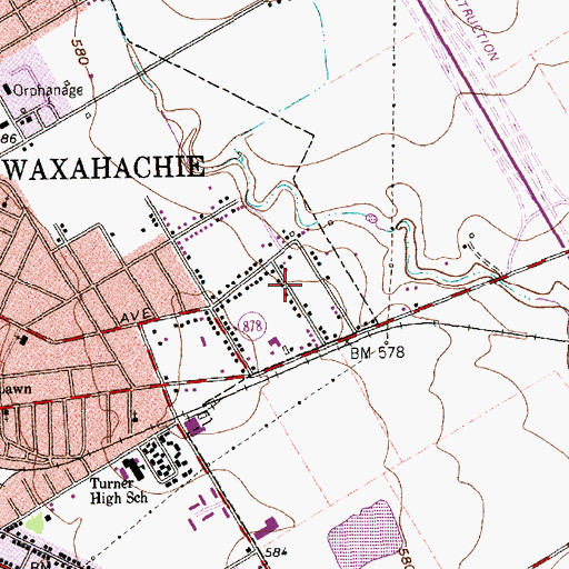 Topographic Map of House of Prayer Church of God in Christ, TX