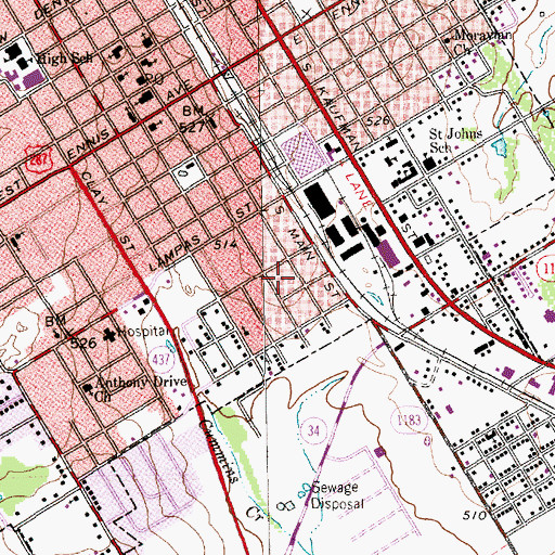 Topographic Map of Bethel Pentecostal Church, TX
