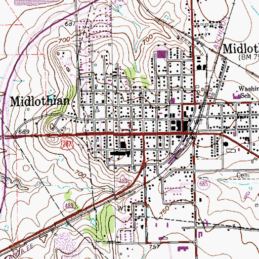 Topographic Map of First Presbyterian Church, TX