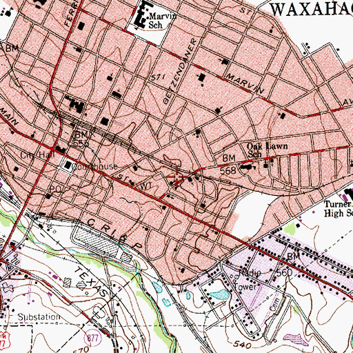 Topographic Map of Wyatt Street Seventh Day Adventist Church, TX