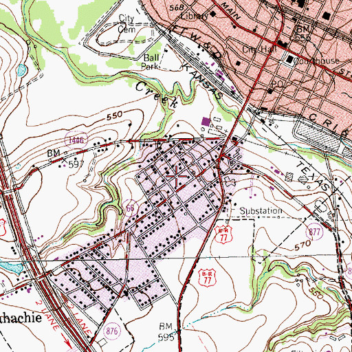 Topographic Map of South Park Assembly of God Church, TX