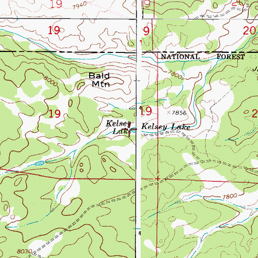 Topographic Map of Kelsey Lake, CO