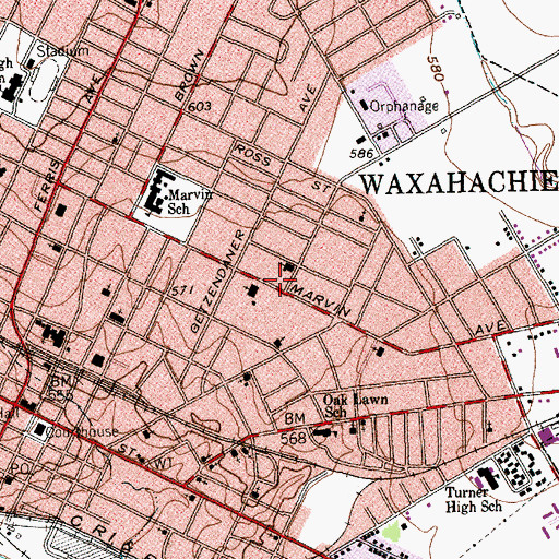 Topographic Map of Farley Street Baptist Church, TX