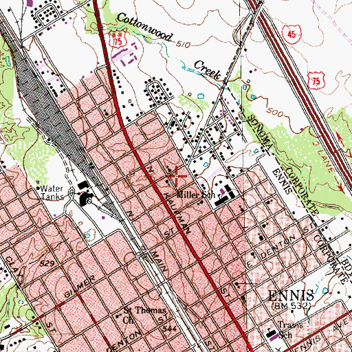 Topographic Map of Fourth Ward Baptist Church, TX