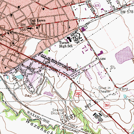 Topographic Map of Friendship Baptist Church, TX