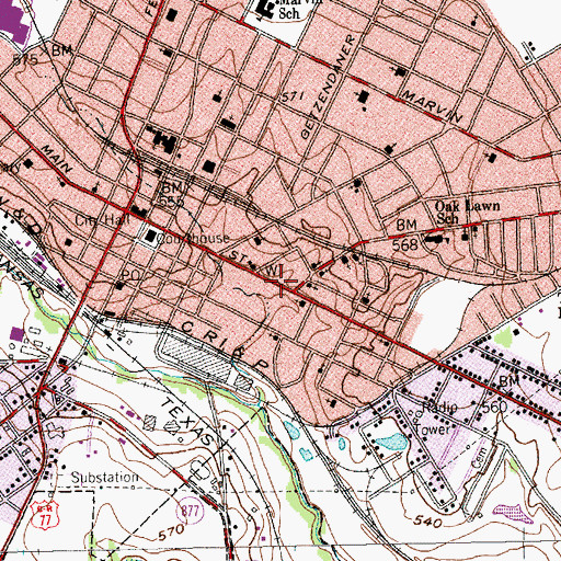 Topographic Map of Greater Mount Zion Baptist Church, TX