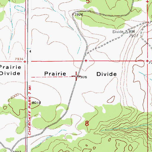 Topographic Map of Prairie Divide, CO