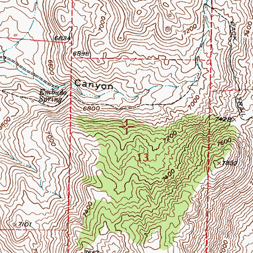 Topographic Map of Embudo Trail, NM