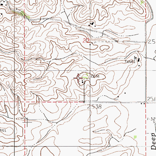 Topographic Map of Freeze Cemetery, ID
