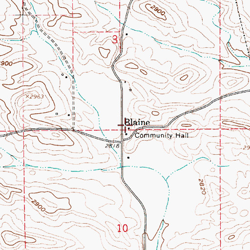 Topographic Map of Blaine Cemetery, ID