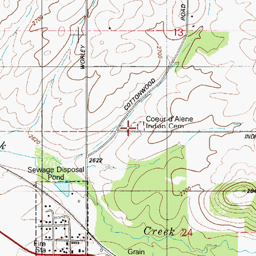 Topographic Map of Saint Michaels Cemetery, ID
