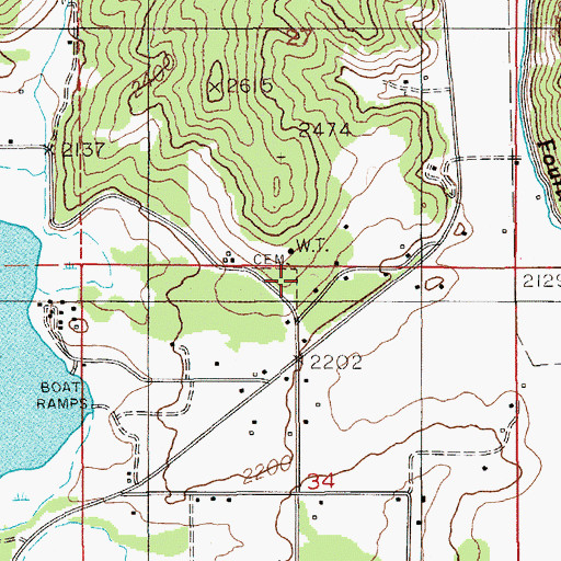 Topographic Map of Rose Lake Cemetery, ID