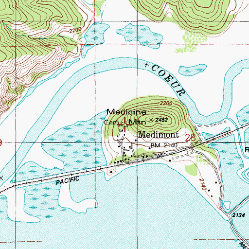 Topographic Map of Medimont Cemetery, ID