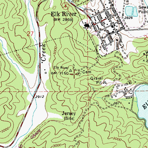 Topographic Map of Three Pines Cemetery, ID