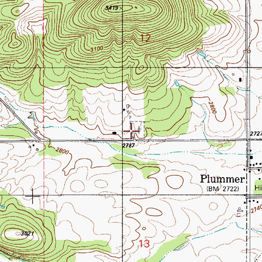 Topographic Map of Evergreen Cemetery, ID