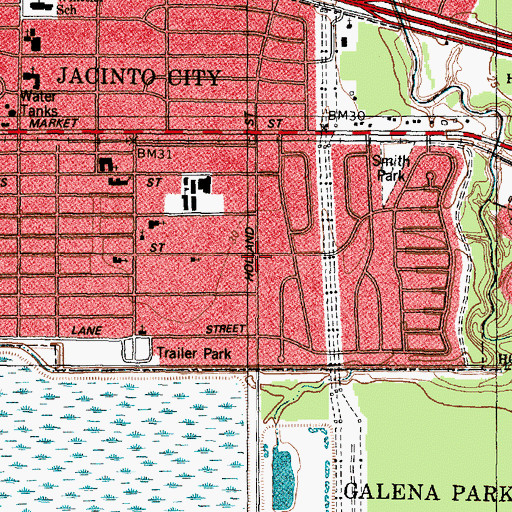 Topographic Map of Holland Avenue Baptist Church, TX