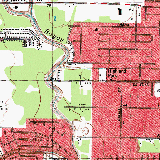 Topographic Map of House of Prayer Missionary Baptist Church, TX