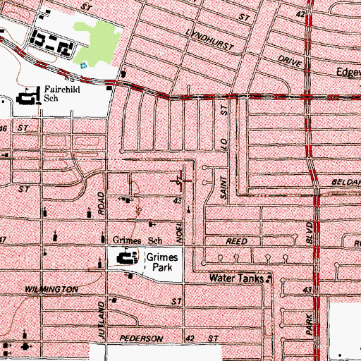 Topographic Map of Israelite Missionary Baptist Church, TX