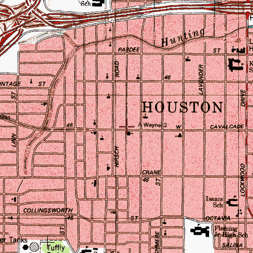 Topographic Map of Kashmere Garden Baptist Church, TX