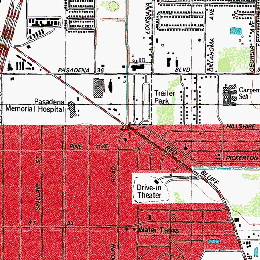 Topographic Map of Korean First Baptist Church, TX