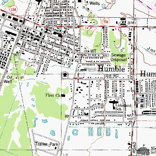 Topographic Map of Lakeland Baptist Church, TX