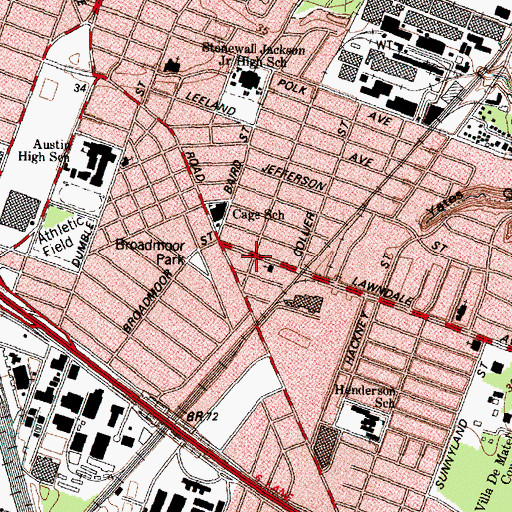 Topographic Map of Lawndale Avenue Baptist Church, TX