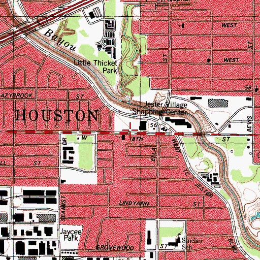 Topographic Map of Lazybrook Baptist Church, TX