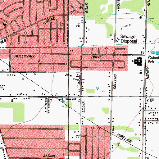 Topographic Map of Lillja Road Baptist Church, TX