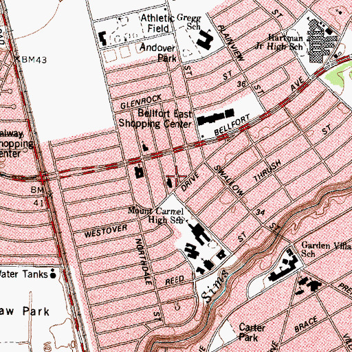 Topographic Map of Greater Tabernacle Baptist Church, TX