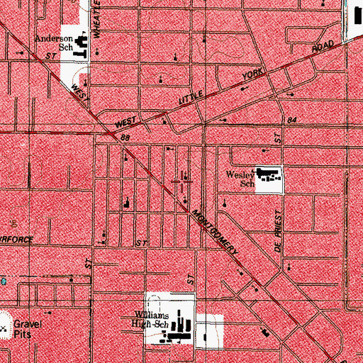 Topographic Map of Guiding the Light Missionary Baptist Church, TX