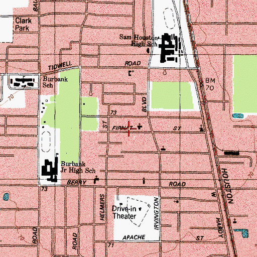 Topographic Map of Harmony Missionary Baptist Church, TX