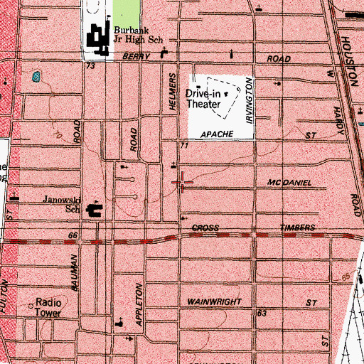 Topographic Map of Helmers Street Baptist Church, TX